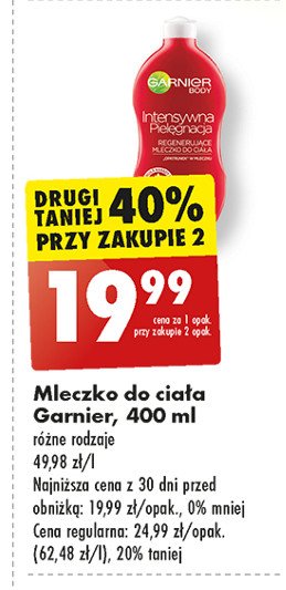 Mleczko regenurujące skóra bardzo sucha Garnier body promocja