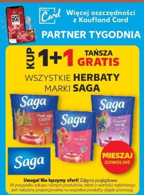 Herbata Saga różne rodzaje 1+1 gratis promocja w Kaufland