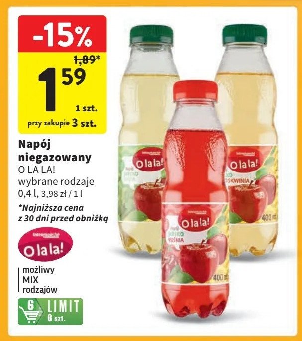 Napój jabłko-brzoskwinia Intermarche o la la! promocja