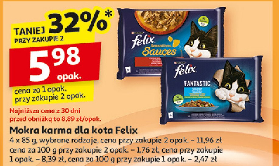 Karma dla kota z łososiem i płastugą Purina felix fantastic promocja w Auchan