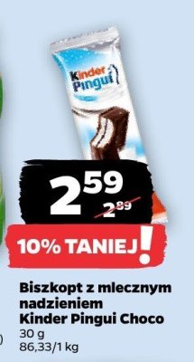 Biszkopt z mlecznym nadzieniem Kinder Pingui Choco promocja w Netto