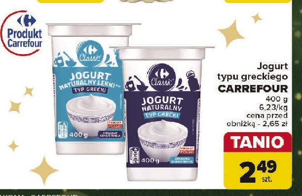 Jogurt naturalny lekki typ grecki Carrefour classic promocja