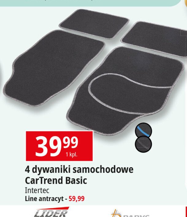 Dywaniki samochodowe line antracyt CARTREND promocja w Leclerc