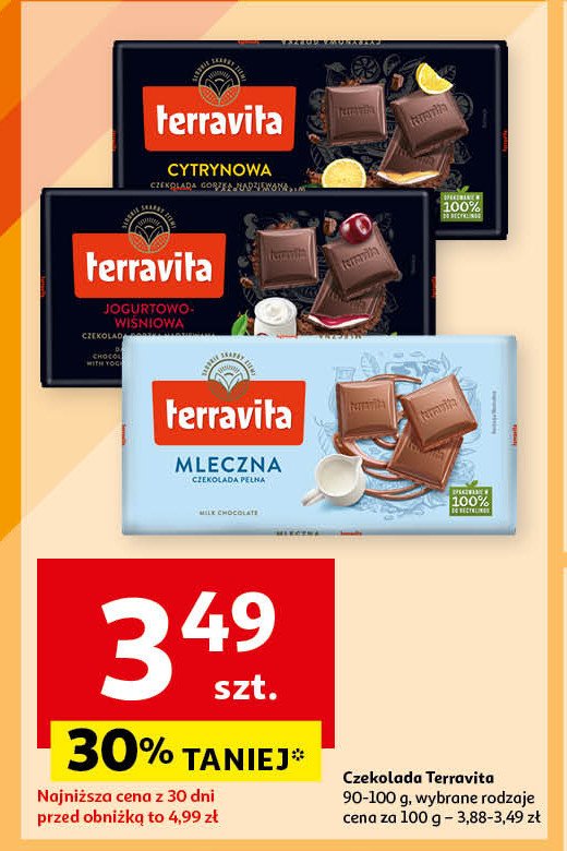 Czekolada gorzka 70 % cytrynowa Terravita promocja