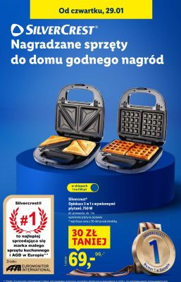 Opiekacz 3 w 1 z wymiennymi płytami Silvercrest 750 W promocja w Lidl