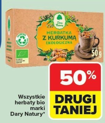Herbaty bio różne rodzaje Dary Natury promocja w Carrefour Market