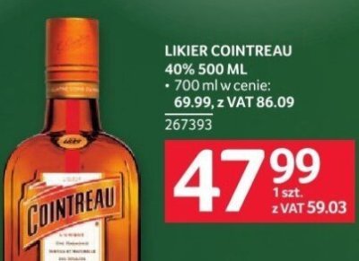 Likier Cointreau 40% 500 ml promocja w Selgros