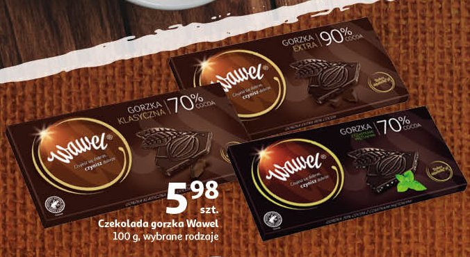 Czekolada z nadzieniem miętowym Wawel 70% cocoa promocja