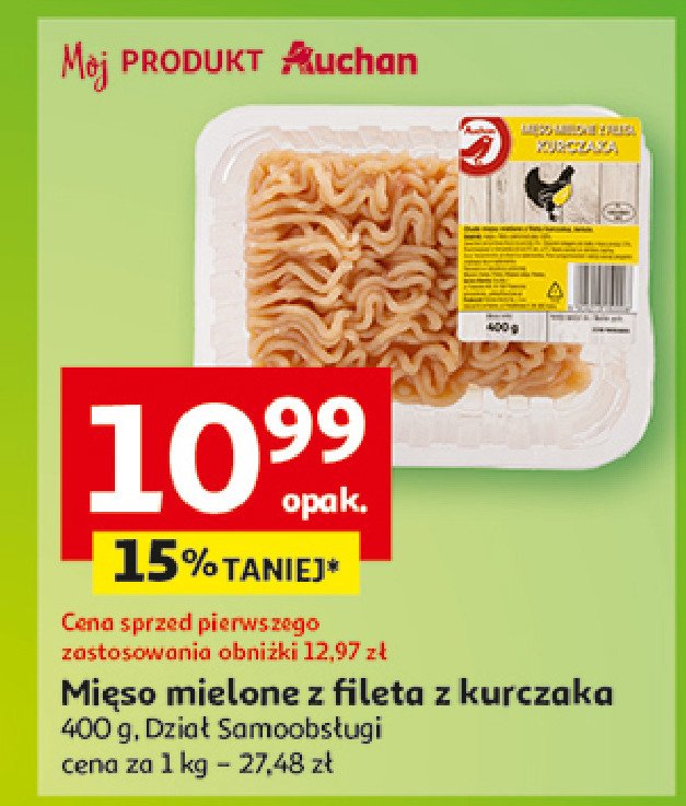 Mięso mielone z fileta z kurczaka Auchan promocja