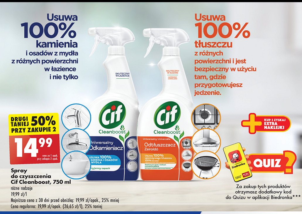 Spray odtłuszczacz Cif cleanboost promocja w Biedronka