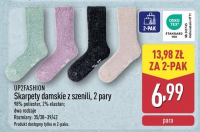 Skarpety damskie z szenili, 2 pary  promocja w Aldi