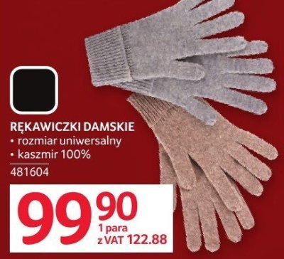 Rękawiczki damskie kaszmir 100% promocja w Selgros