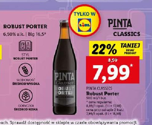 Piwo Pinta classics robust porter promocja