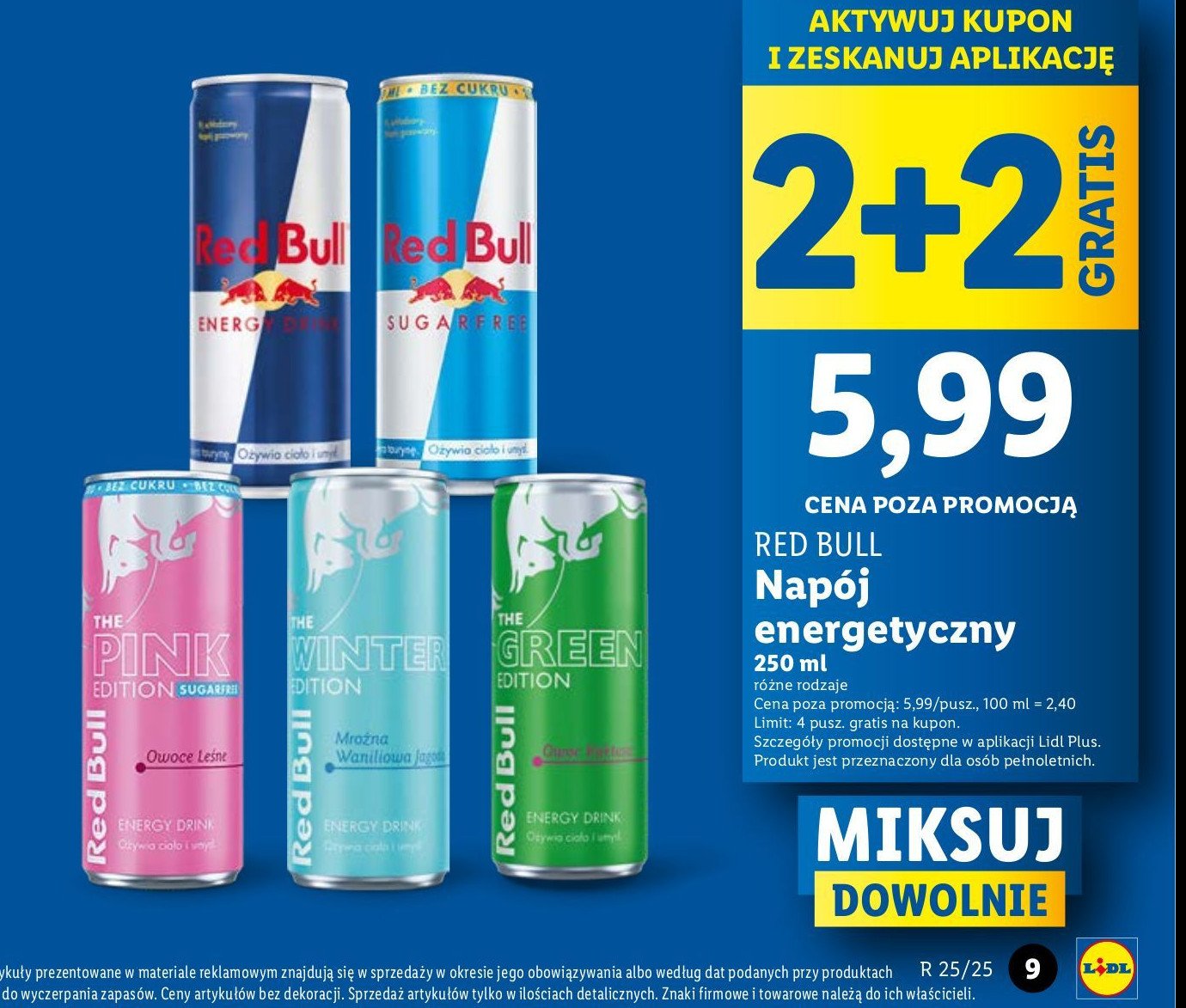 Napój mroźna waniliowa jagoda Red bull the winter edition promocja w Lidl