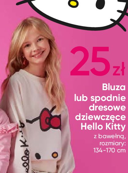 Spodnie dziewczęce dresowe hello kitty rozm. 134-164 cm promocja w Pepco