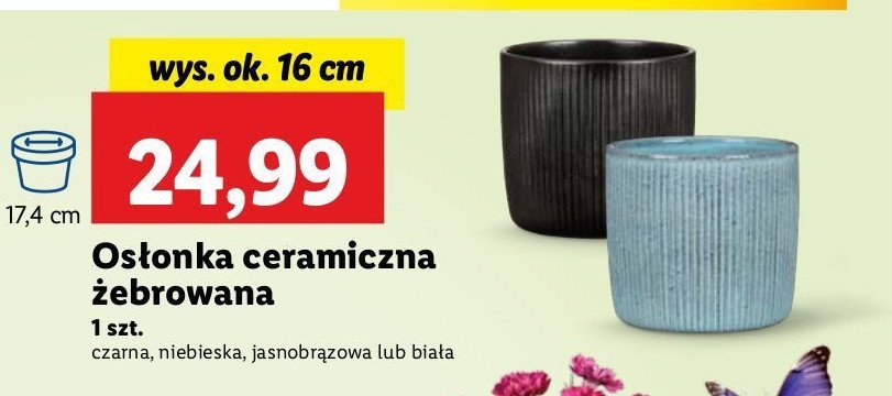 Osłonka ceramiczna żebrowana 16 cm biała promocja w Lidl
