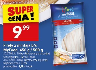 Filety z mintaja b/s MyFood, 450 g / 500 g promocja w Twój Market