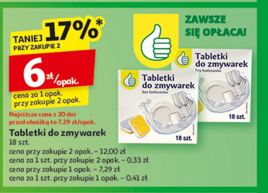 Tabletki do zmywarek Podniesiony kciuk promocja