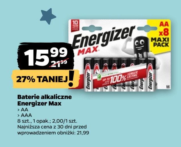 Baterie alkaliczne aaa Energizer max promocja w Netto