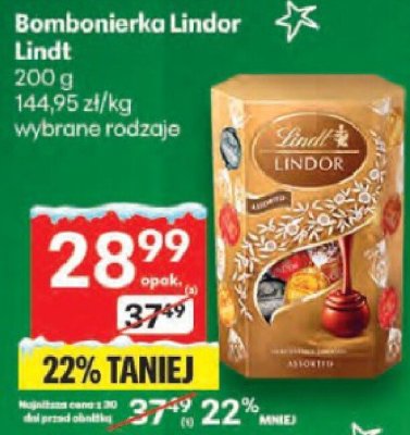 Bombonierka Lindor Lindt wybrane rodzaje promocja w Delikatesy Centrum