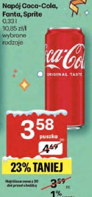 Napój Coca-Cola, Fanta, Sprite promocja w Delikatesy Centrum
