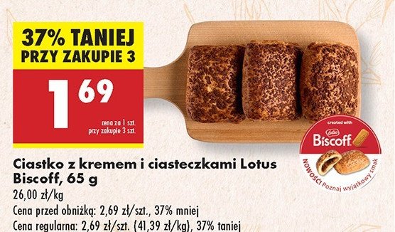 Ciastko z kremem i ciasteczkami Lotus biscoff promocja w Biedronka
