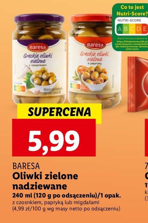 Oliwki zielone nadziewane czosnkiem Baresa promocja