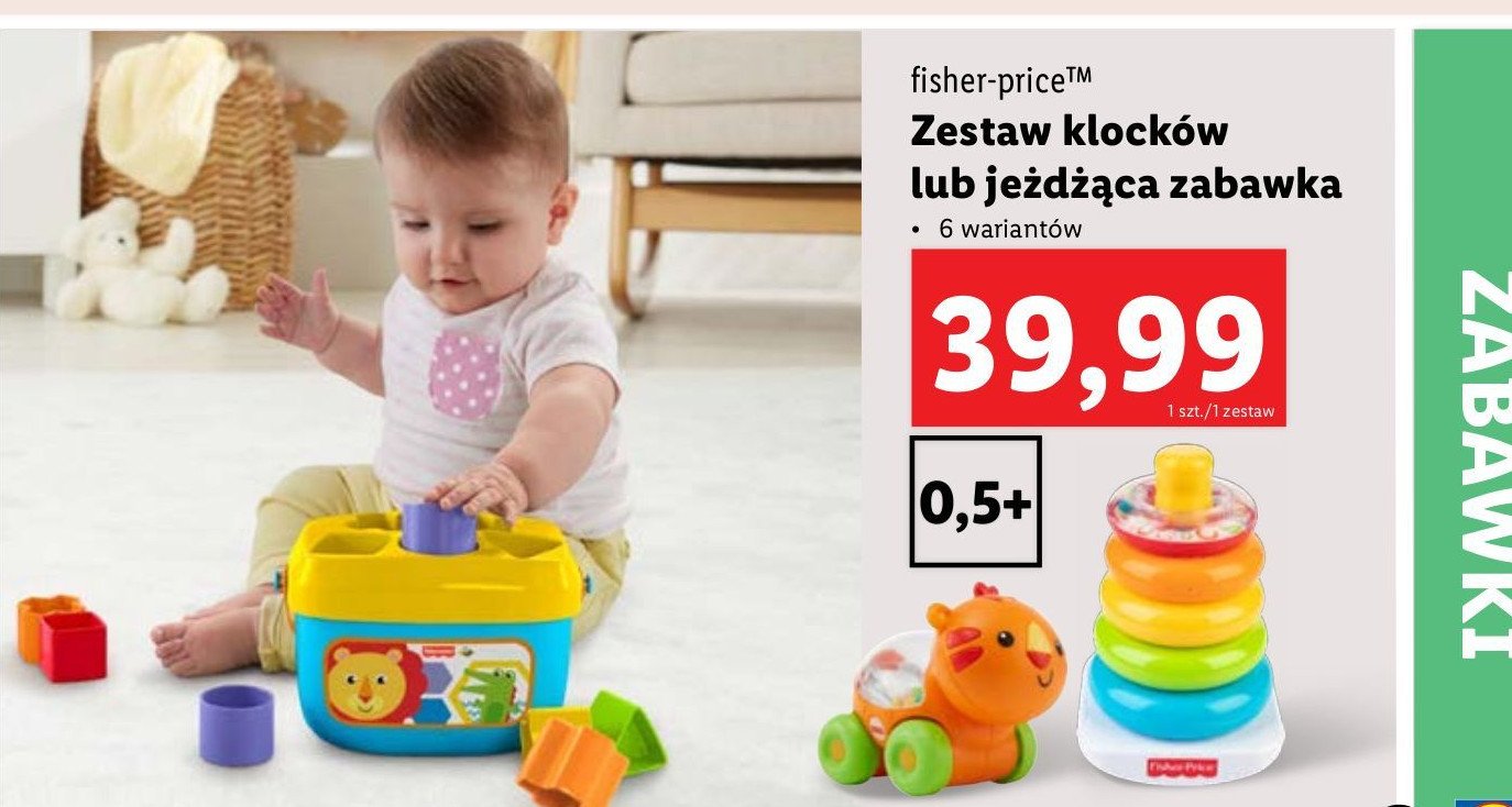 Jeżdżący zwierzaczek składaczek Fisher-price promocja w Lidl