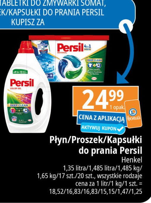 Kapsułki do prania uniwersalne Persil duo-caps promocja w Leclerc