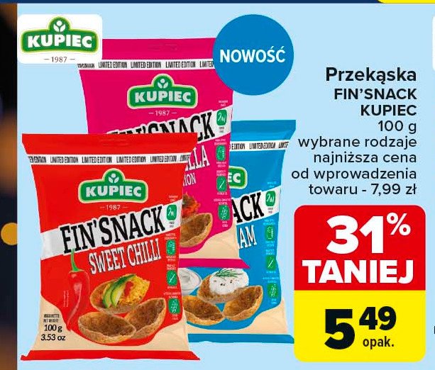 Snacki sour cream Kupiec fin'snack promocja