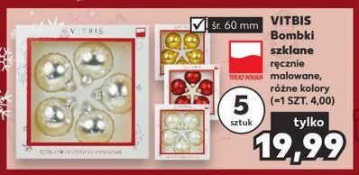 Bombki szklane dekorowane 6 cm Vitbis promocja
