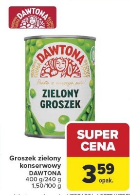 Groszek zielony konserwowy Dawtona 400 g/240 g promocja w Carrefour