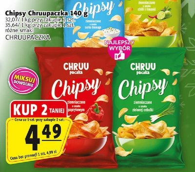 Chipsy Chruupaczka 140 g różne smaki CHRUUPACZKA promocja w Prim Market