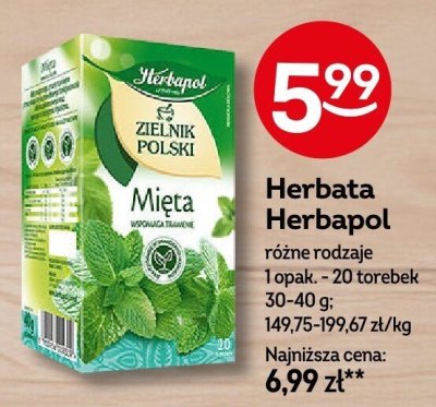 Herbata Herbapol Mięta różne rodzaje promocja w Żabka