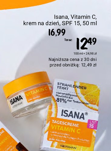 Krem na dzień vitamin c spf15 Isana promocja w Rossmann