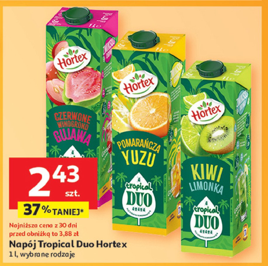 Napój czerwone winogrono-gujawa Hortex tropical duo promocja w Auchan