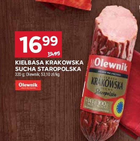 Kiełbasa krakowska sucha staropolska Olewnik promocja w Stokrotka
