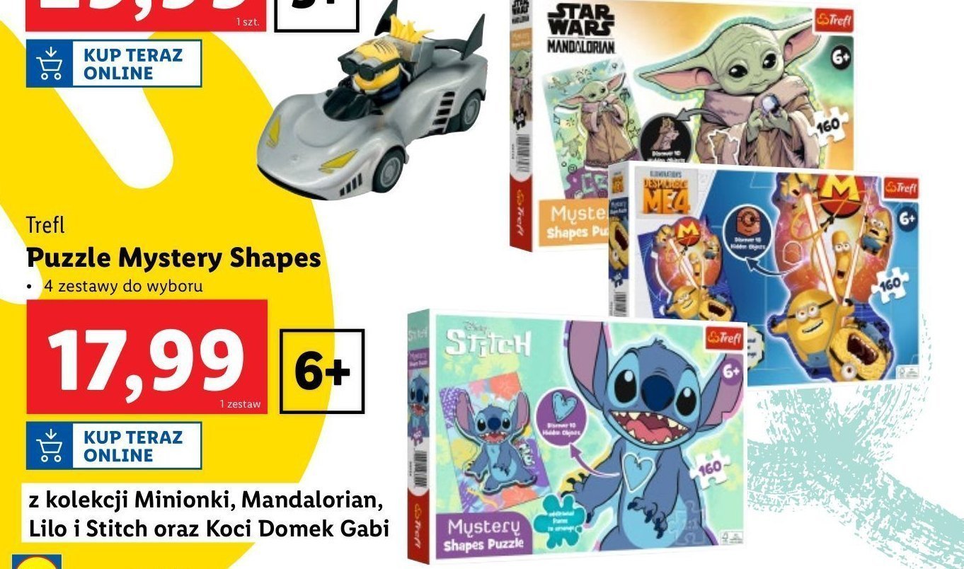 Puzzle mystery shapes stitch Trefl promocja w Lidl