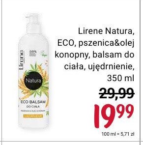 Eco balsam do ciała ujędrnienie pszenica & olej z konopi Lirene natura promocja