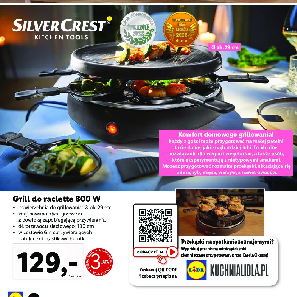 Grill elektryczny raclette 800w Silvercrest promocja