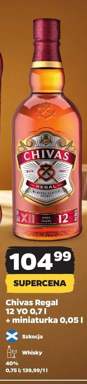 Whisky + miniaturka Chivas regal 12 promocja w Netto