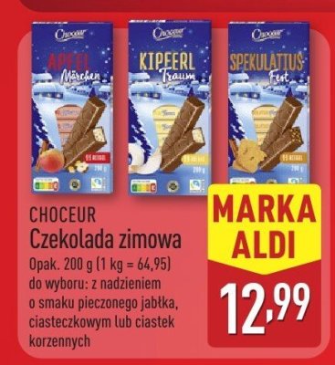 Czekolada zimowa CHOCEUR różne rodzaje promocja w Aldi