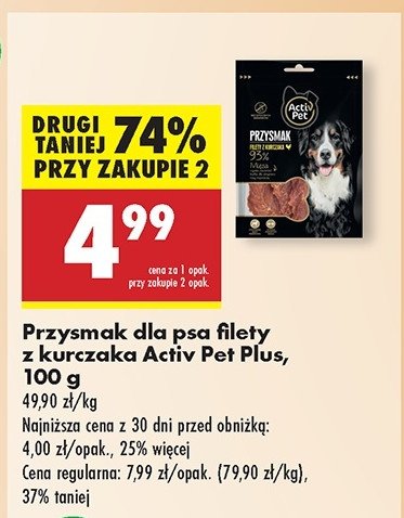 Przysmak dla psa filety z kurczaka Activ pet promocja w Biedronka