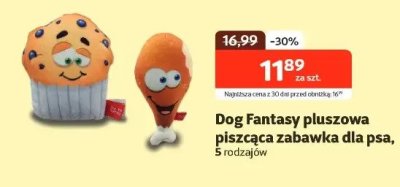 Zabawka pluszowa piszcząca dla psa, 5 rodzajów promocja w KAKADU