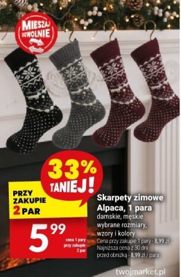 Skarpety zimowe Alpaca, 1 para promocja w Twój Market