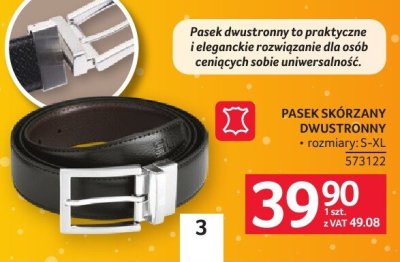 Pasek skórzany PASEK SKÓRZANY DWUSTRONNY promocja w Selgros