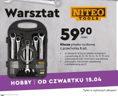 Zestaw kluczy płasko-oczkowych z grzechotką Niteo tools promocja