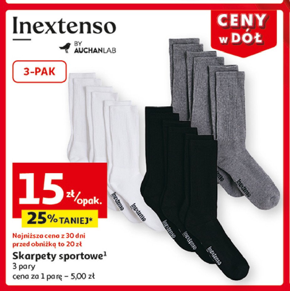 Skarpety męskie sportowe Auchan inextenso promocja