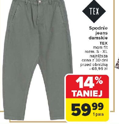 Spodnie damskie jeans mom fit s-xl Tex promocja w Carrefour