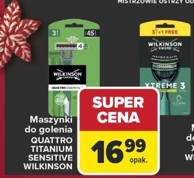 Maszynki do golenia QUATTRO TITANIUM SENSITIVE WILKINSON promocja w Carrefour